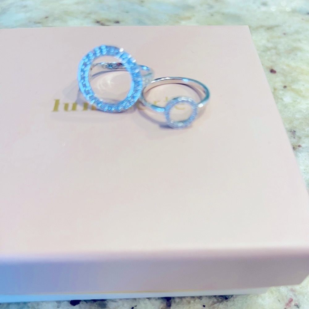 Duo cz pave circle rings. Sterling silver New in box⭐️⭐️ - Picture 5 of 5